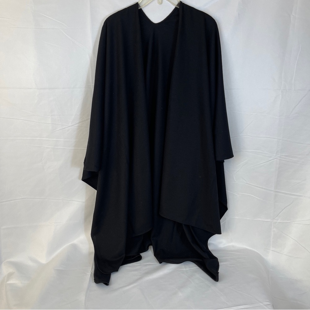 Adrienne Vittadini Wrap Jacket Cape One Size 100% Wool Black
